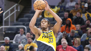 Myles Turner In Action - Free Throw Moment Wallpaper