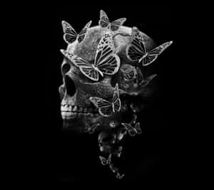 Mysterious Dark Butterfly On Delicate Branches Wallpaper