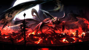 Mysterious Nine-tailed Fox Under The Bewitching Moonlight. Wallpaper