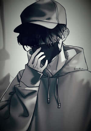Mysterious Sad Boy In Hoodie And Mask Wallpaper