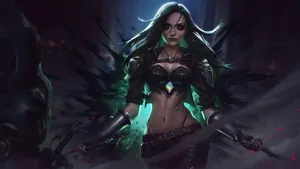 Mysterious_ Warrior_ Female_ Artwork Wallpaper