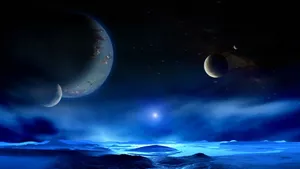 Mystical_ Blue_ Planetary_ View Wallpaper