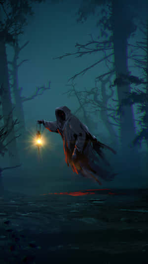 Mystical Forest Ghost Lantern Wallpaper
