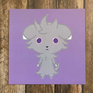 Mystical Gray Espurr Illustrated On Violet Backdrop Wallpaper