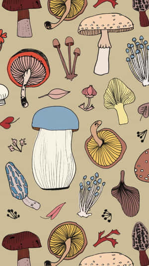 Mystical Mushroom Phone In Enchanted Forest Wallpaper