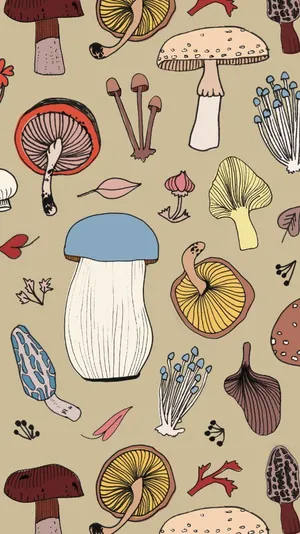 Mystical Mushroom Phone In Enchanted Forest Wallpaper