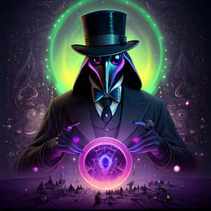 Mystical Plague Doctor Magic Crystal Ball Wallpaper