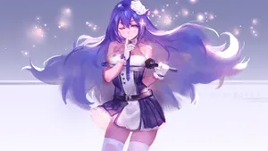Mystical Purple Anime Girl Wallpaper