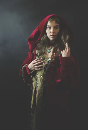 Mystical_ Red_ Cloaked_ Woman.jpg Wallpaper