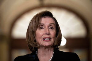 Nancy Pelosi Speaking Arch Background Wallpaper