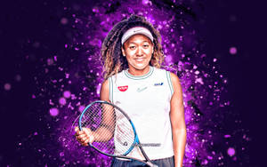 Naomi Osaka Purple Neon Art Wallpaper