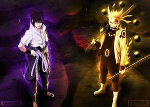 Naruto And Sasuke Glowing Rivals Wallpaper
