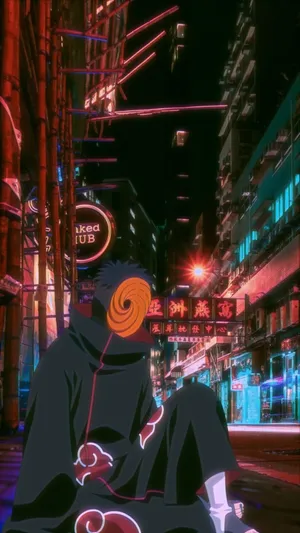 Naruto Ninja Sitting On The Street At Night Wallpaper