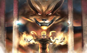 Naruto's Nine-tailed Fox Unleashing Its Fury Wallpaper