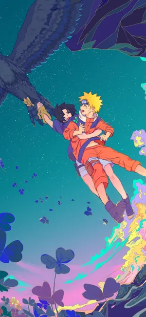 Narutoand Sasuke Epic Sky Battle Wallpaper