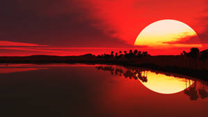 Natural Lake During Sunset Reflection Wallpaper