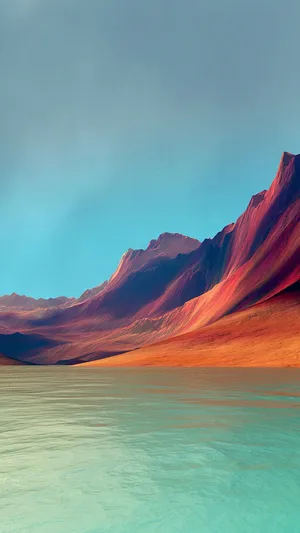 Nature Phone Red Mountain Lake Wallpaper