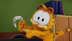 Naughty Garfield Cat Playing With Horseshoe Wallpaper