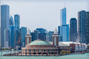 Navy Pier Blue Sky Headhouse Wallpaper