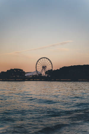 Navy Pier Distant View Sunset Wallpaper