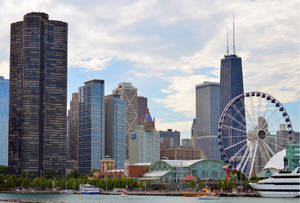 Navy Pier John Hancock Center Skyline Wallpaper