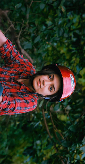 Nazriya Red Helmet Wallpaper