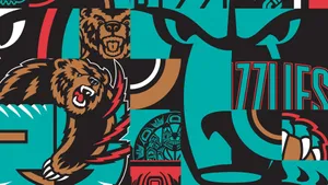 Nba Memphis Grizzlies Logo With Brown Grizzly Bears Wallpaper