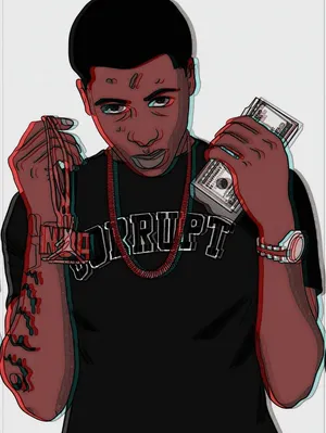 Nba Youngboy Cartoon Corrupt Wallpaper