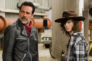 Negan And Carl Standing Together Wallpaper