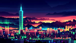 Neon 80s Mega City Wallpaper