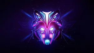 Neon Abstract Wolf Design Wallpaper
