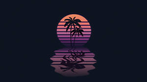 Neon Aesthetic Moon And Palm Trees Wallpaper