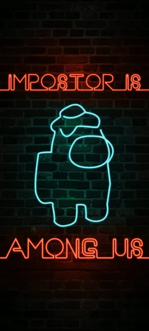 Neon Among Us Impostor Wallpaper