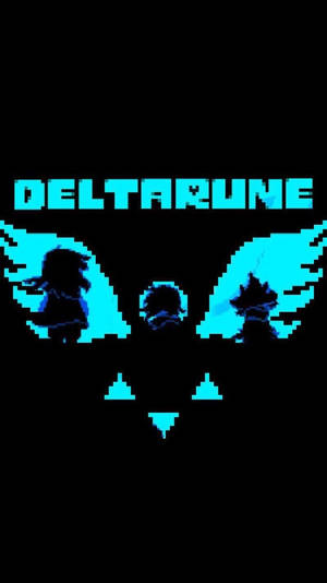 Neon Aqua Deltarune Logo With Title Wallpaper