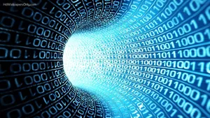 Neon Blue Abstract Matrix Tunnel Wallpaper