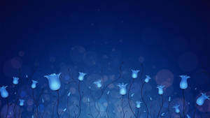 Neon Blue Aesthetic Floral Digital Art Wallpaper