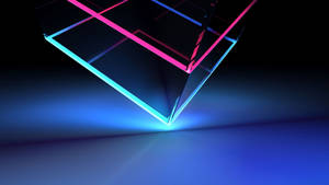 Neon Blue Aesthetic Half Cube Wallpaper