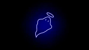 Neon Blue Cute Ghost Wallpaper