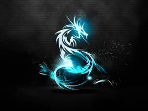 Neon Blue Eastern Dragon Wallpaper