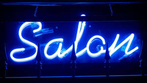 Neon Blue Led Salon Signage Wallpaper
