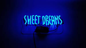 Neon Blue Sweet Dreams Signage Wallpaper