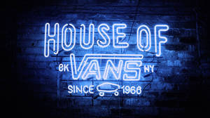 Neon Blue Vans Logo Wallpaper