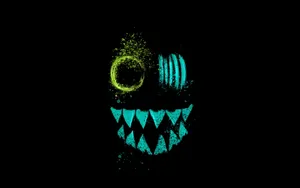 Neon Creepy Smile Background Black Wallpaper