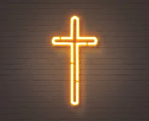 Neon Cross Bricked Wall Wallpaper