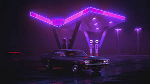 Neon Gas And Car Wallpaper