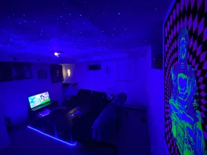 Neon Glow Gamer Sanctuary Wallpaper