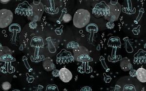 Neon Gray Jellyfish Aesthetic Wallpaper