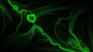 Neon Green Smoke Wavy Pattern Wallpaper