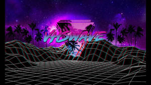 Neon Grid Mountains 80s Wallpaper