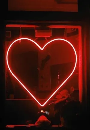Neon Led Heart Light Black And Red Aesthetic Wallpaper